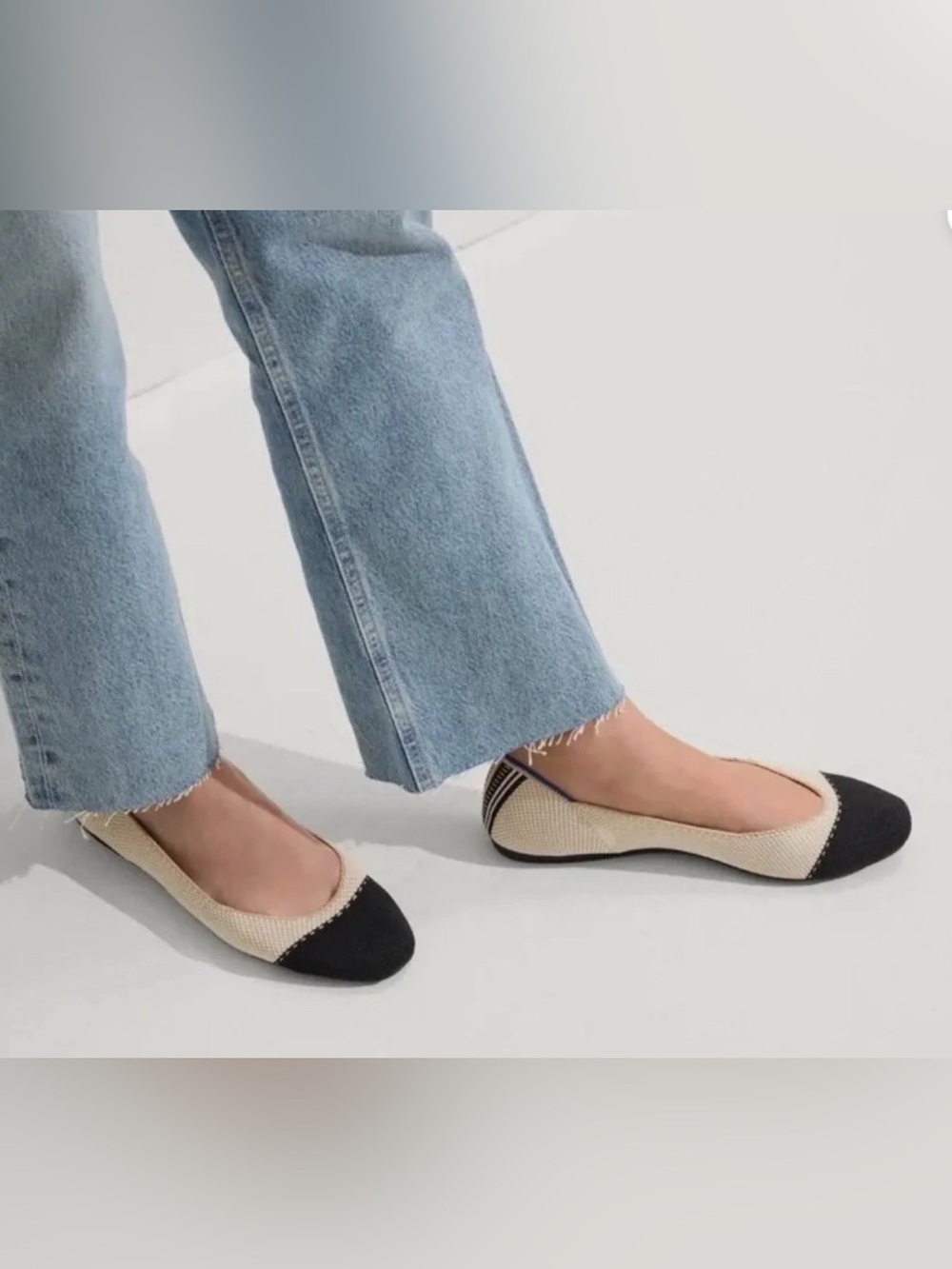 ROTHYS ECO FRIENDLY THE SQUARE TOE WOMEN’S TUXEDO FLATS
BLACK AND CREAM Size W11